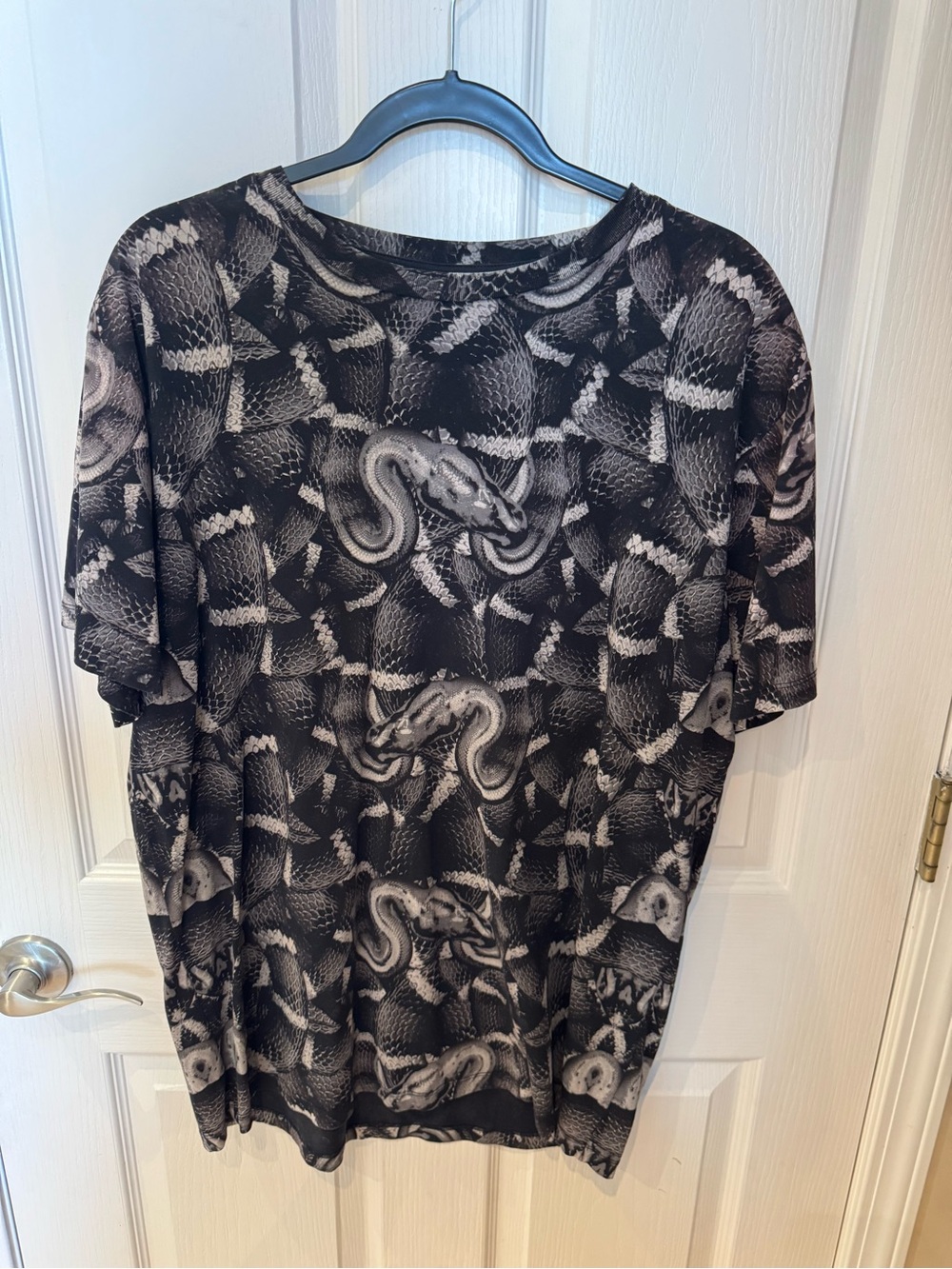 Marcelo Burlon County of Milan Snake Print Graphic T-Shirt Black White Size L